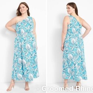 Lane Bryant Moana Floral One Shoulder Midi Dress Size 22